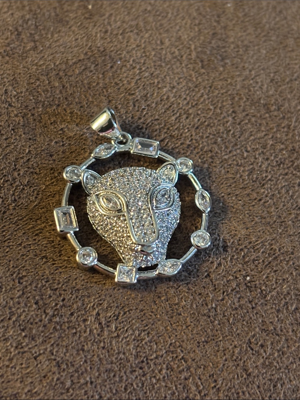 Pretty Bird 18K white gold over brass Panther pendant-